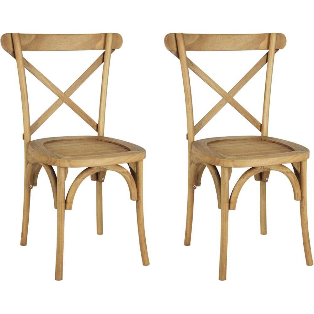imageJONATHAN Y DNG1000ASET2 Annecy Classic Traditional XBack Wood Outdoor Dining Chair French Country Cottage Traditional Farmhouse Shabby Chic Natural Set of 2