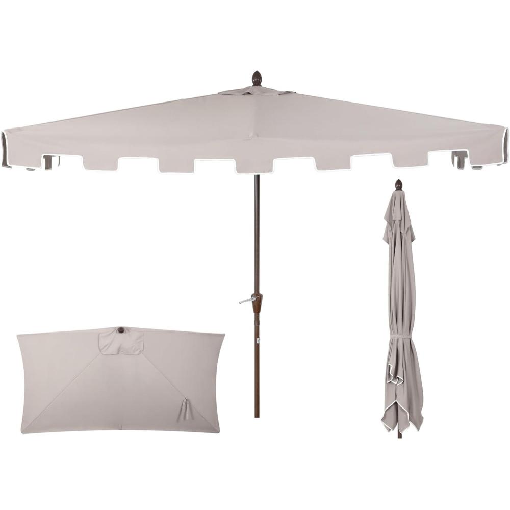 imageJONATHAN Y Half Umbrella UMB1200E Sidney 9 ft Classic MidCentury Rectangular Market Patio with Crank Wind Vent and UV Protection in GreenWhiteGray