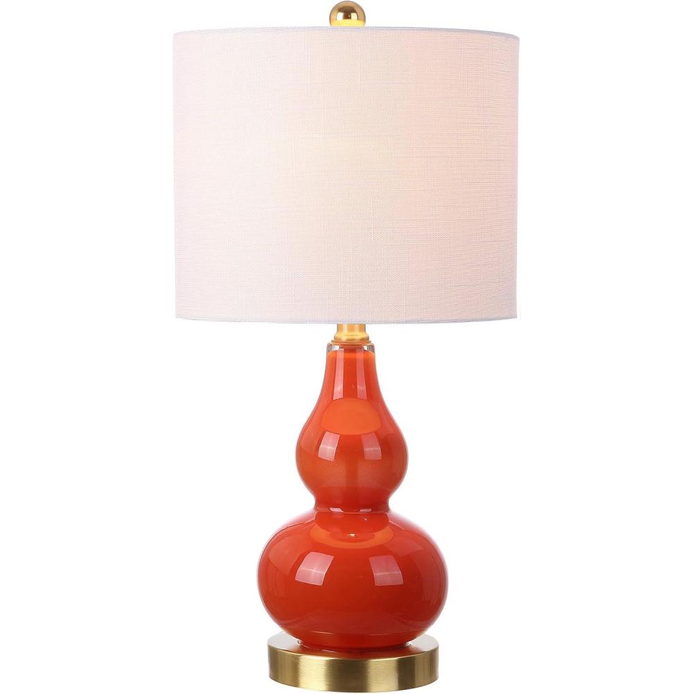 imageJONATHAN Y JYL1028A Anya 205quot Mini Glass LED Table Lamp Transitional Glam Midcentury Modern Elegant Office Living Room Family Room Dining Room Bedroom Hallway Foyer GraySunset Orange