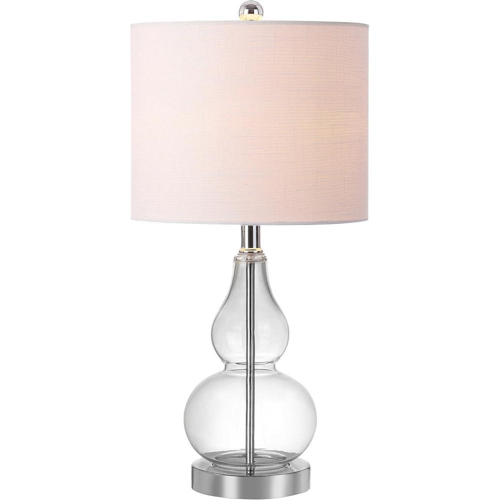 imageJONATHAN Y JYL1028A Anya 205quot Mini Glass LED Table Lamp Transitional Glam Midcentury Modern Elegant Office Living Room Family Room Dining Room Bedroom Hallway Foyer GrayClear