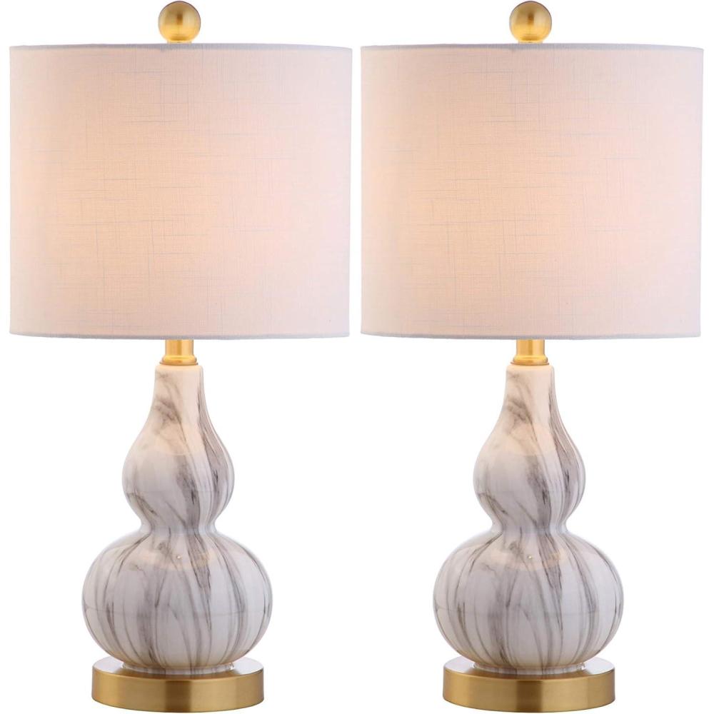 imageJONATHAN Y JYL1028CSET2 Anya 205quot Mini Glass LampSet of 2 TransitionalGlamMidcentury for Bedroom Living Room Office College Dorm Coffee Table Bookcase Silver 2 PieceBlack White