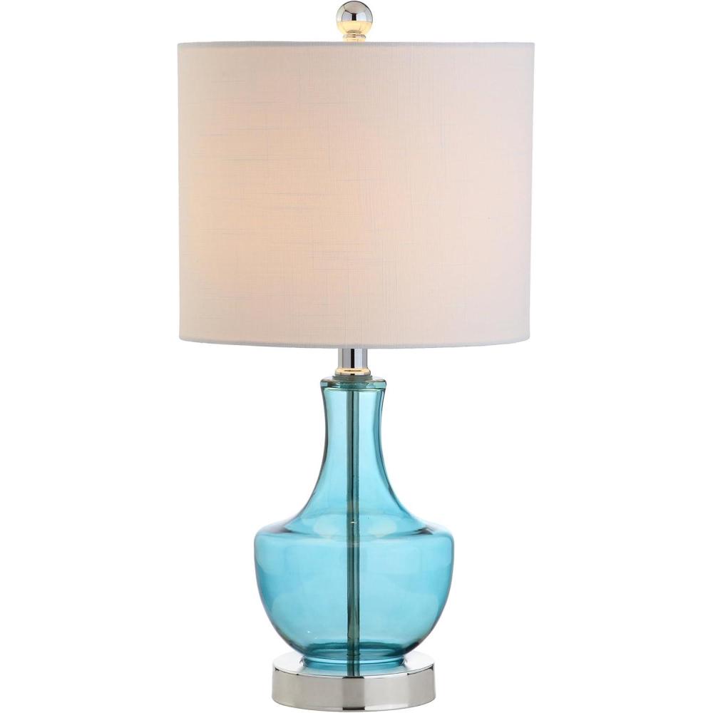 imageJONATHAN Y JYL1029B Colette 20quot Mini Glass LED Table Lamp Transitional Glam Global Modern Elegant Office Living Room Family Room Dining Room Bedroom Hallway Foyer SilverAmalfi Blue