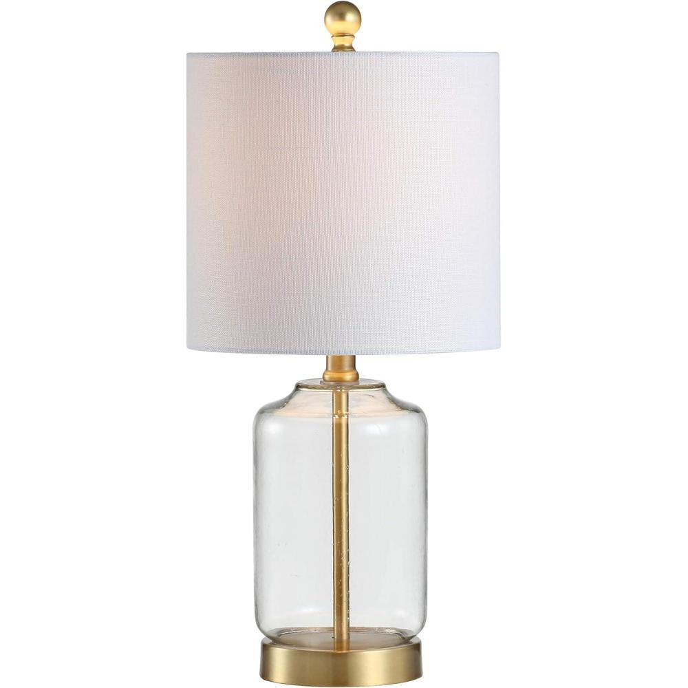 imageJONATHAN Y JYL1033A Duncan 195quot GlassMetal LED Table Lamp Glam Cottage Bedside Desk Nightstand Lamp for Bedroom Living Room Office College Bookcase LED Bulb Included ClearBrass Gold