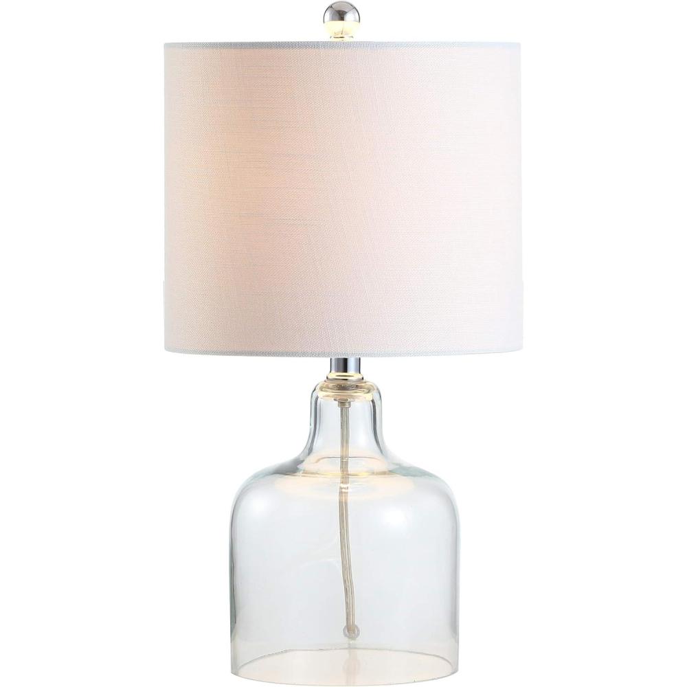 imageJONATHAN Y JYL1036C Gemma 19quot Glass Bell LED Table Lamp Transitional Minimalist Midcentury Coastal Elegant Office Living Room Family Room Dining Room Bedroom Hallway Foyer ClearClear
