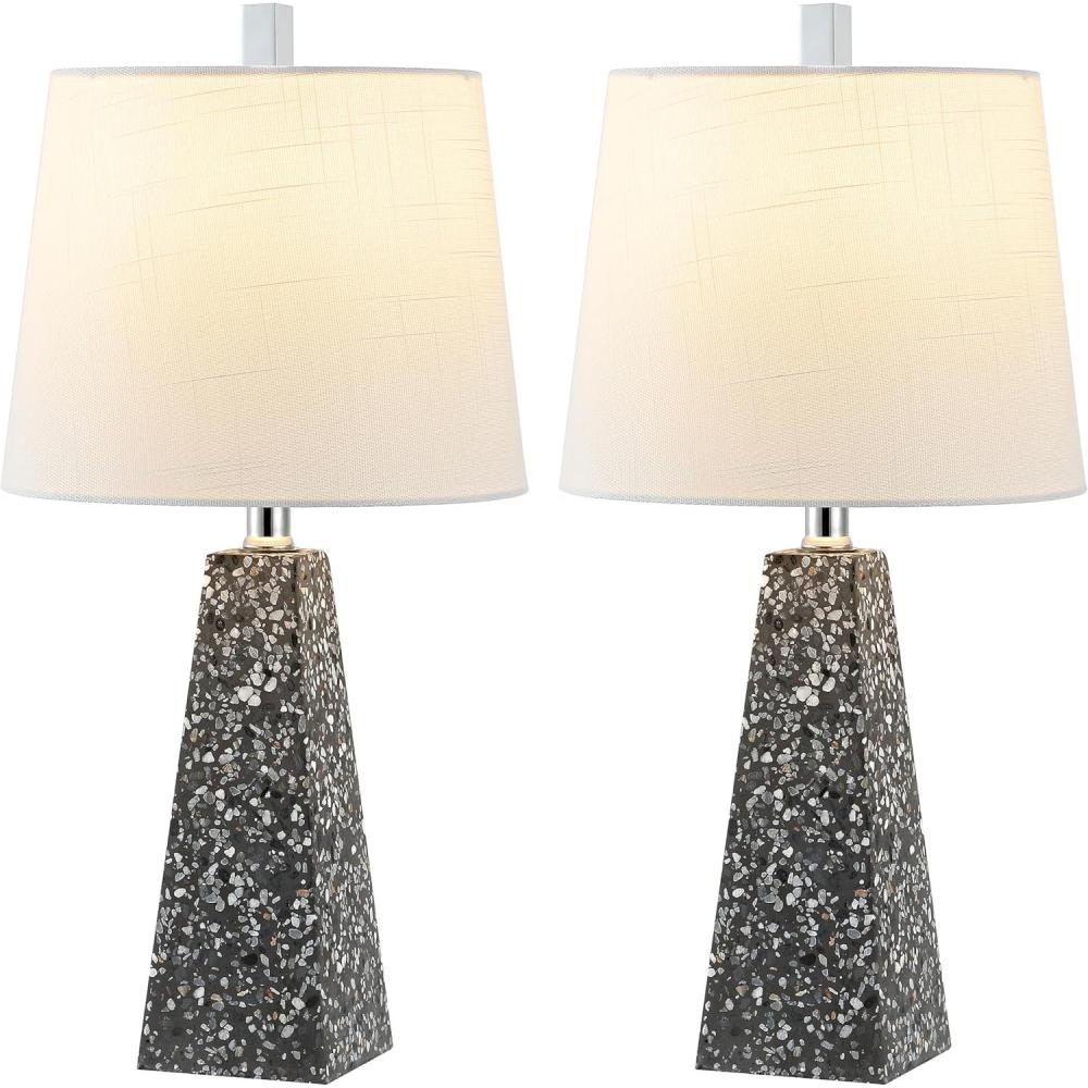 imageJONATHAN Y JYL1038A Owen 205quot Resin LED Table Lamp Contemporary Bedside Desk Nightstand Lamp for Bedroom Living Room Office College Bookcase LED Bulb Included GoldDark Gray Terrazzo
