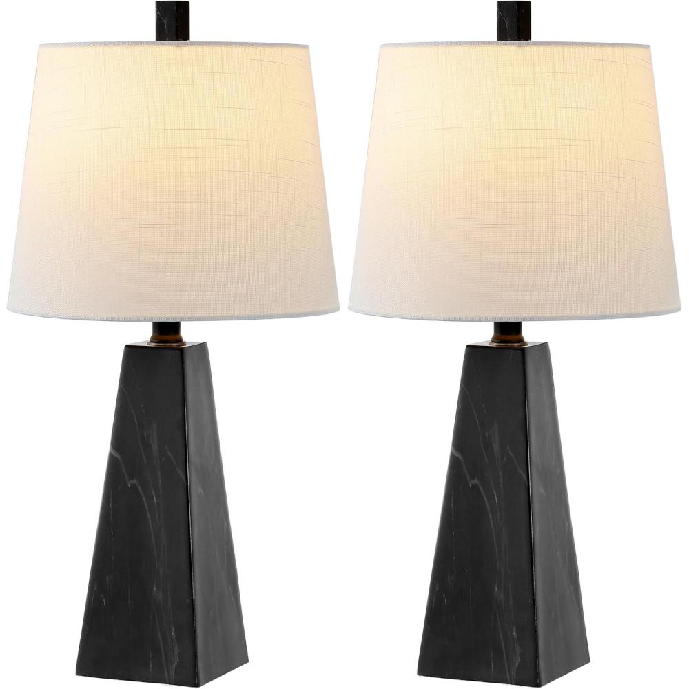 imageJONATHAN Y JYL1038A Owen 205quot Resin LED Table Lamp Contemporary Bedside Desk Nightstand Lamp for Bedroom Living Room Office College Bookcase LED Bulb Included GoldBlack Marble Finish