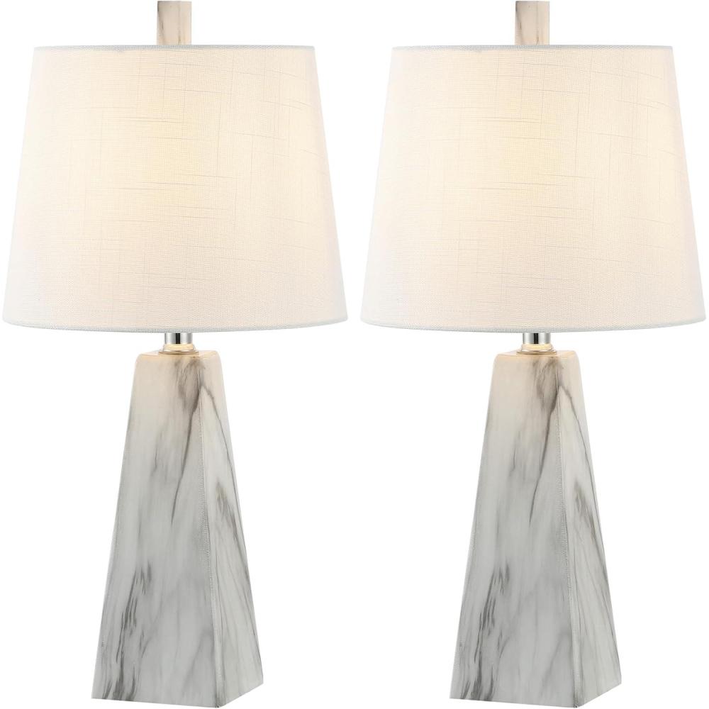 imageJONATHAN Y JYL1038A Owen 205quot Resin LED Table Lamp Contemporary Bedside Desk Nightstand Lamp for Bedroom Living Room Office College Bookcase LED Bulb Included GoldWhite Marble Finish