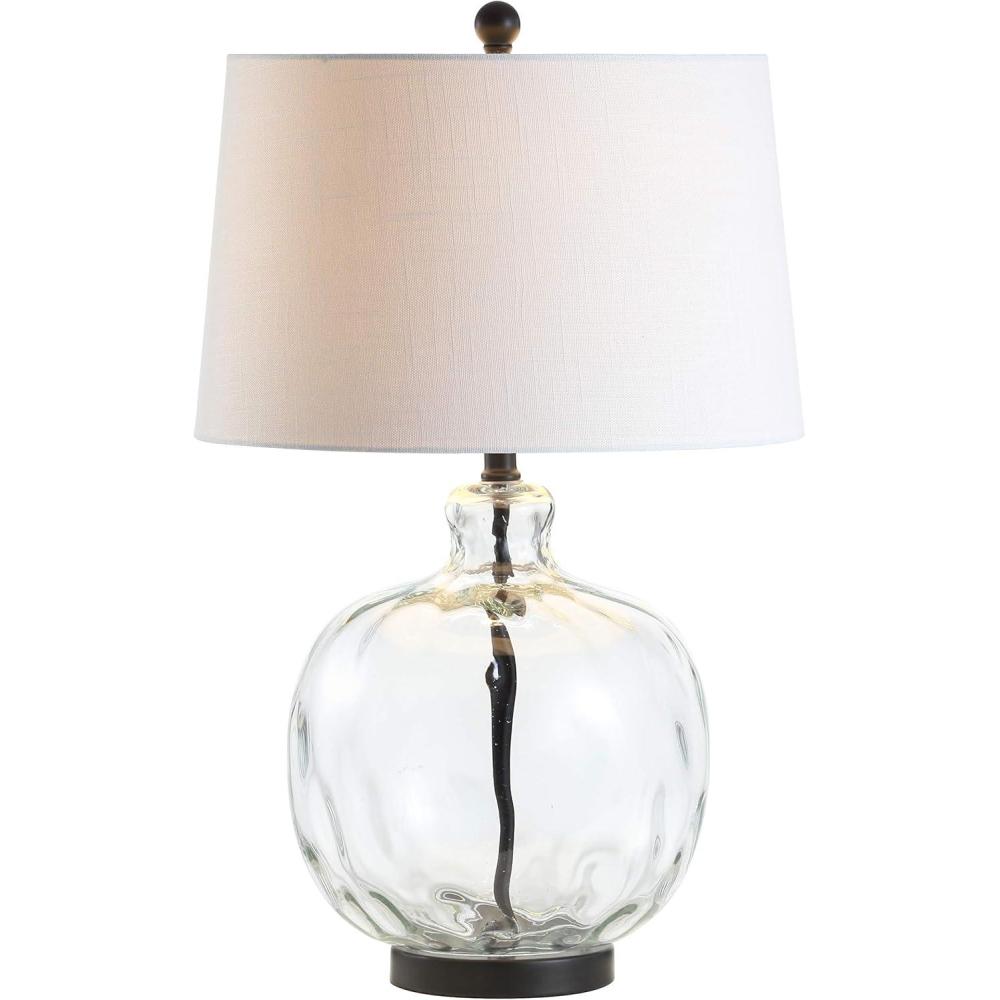 imageJONATHAN Y JYL1067A Rae 265quot GlassMetal LED Table Lamp Cottage French Country Rustic Bedside Desk Nightstand Lamp for Bedroom Living Room Office College Bookcase LED Bulb Included ClearBlack