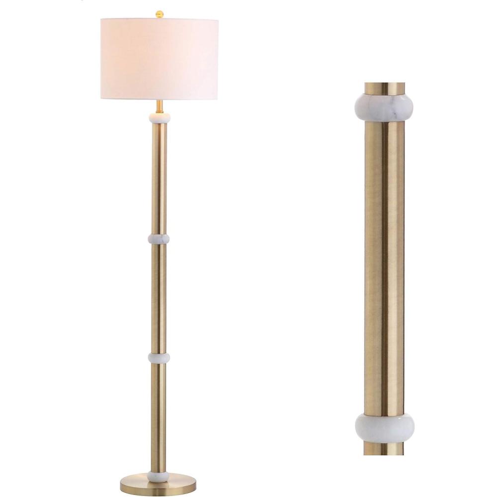 imageJONATHAN Y JYL1088A Gregory 605quot MetalMarble LED Floor Lamp ContemporaryTransitional for Bedrooms Living Room Office Reading BrassGoldWhite