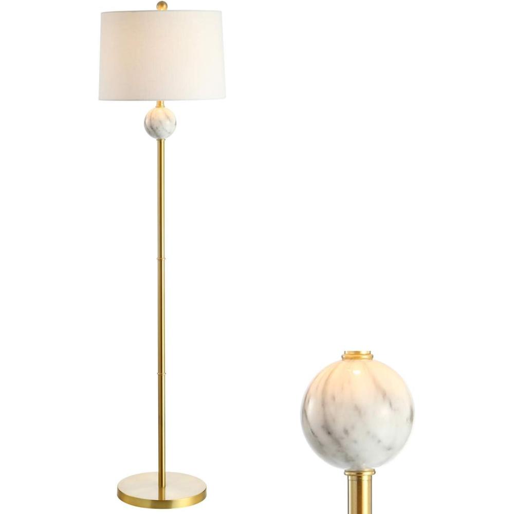 imageJONATHAN Y JYL1093A Vaughn 60quot Modern MetalResin LED Floor Lamp ClassicGlamTransitional for Bedrooms Living Room Office Reading BrassGoldWhite
