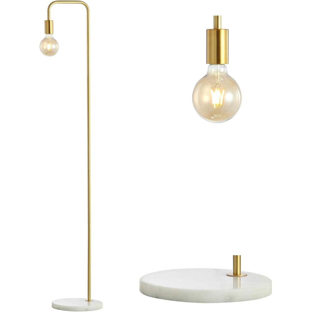 imageJONATHAN Y JYL1095A Vega 60quot Minimalist Edison MetalMarble Floor Lamp GlamTransitionalModernMinimalistMidcenturyContemporary for Bedrooms Living Room Office Reading GoldGold