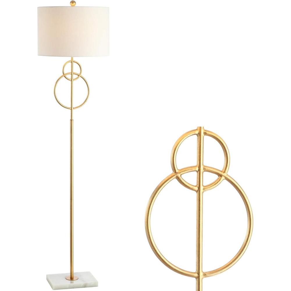 imageJONATHAN Y JYL1097A Haines 60quot Modern Circle MarbleMetal LED Floor Lamp ClassicGlamTransitional for Bedrooms Living Room Office Reading Gold