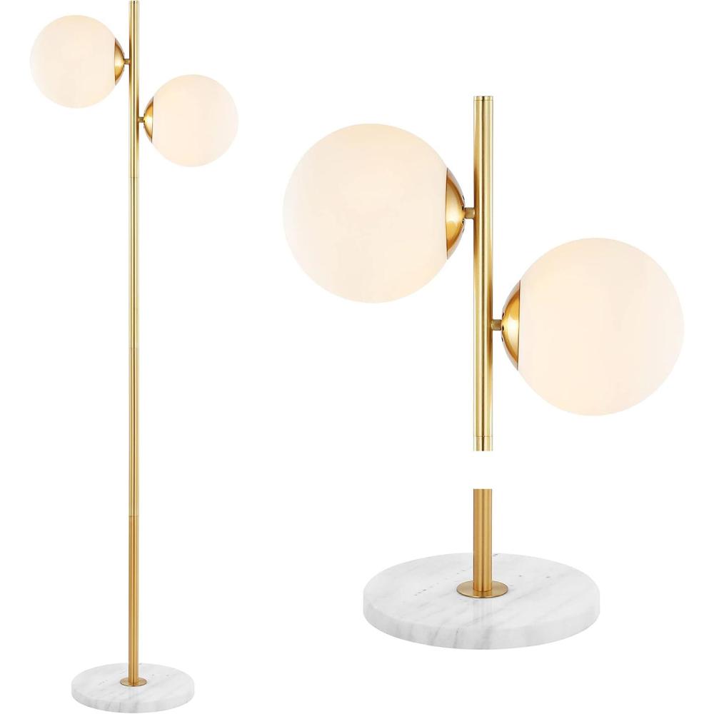 imageJONATHAN Y JYL1108A Oscar 605quot 2Light Parisian Candlestick Iron LED Floor Lamp Modern Contemporary Glam Minimalist Coastal for Bedroom Living Room Office Brass GoldWhite