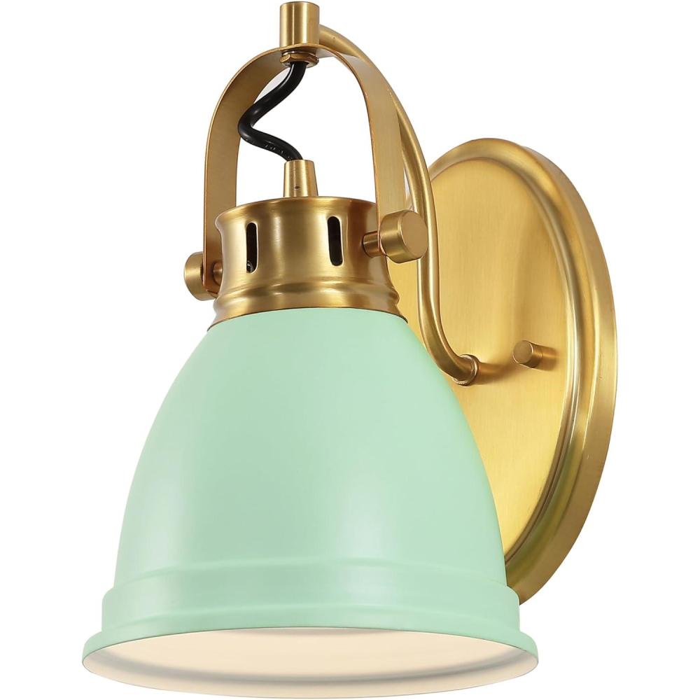imageJONATHAN Y JYL1115D Phineas 1625quot 2Light Adjustable Farmhouse Bohemian Iron LED Vanity Light Mint GreenBrass Gold for Bedroom Living Room Kitchen Home Office Kids RoomMint GreenBrass