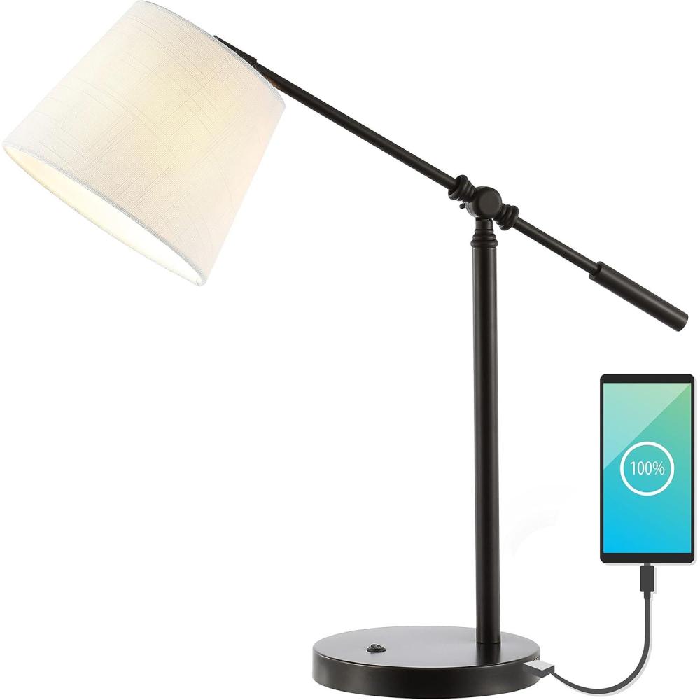 imageJONATHAN Y JYL1129A Troy 24quot Classic Contemporary Iron LED Task Lamp with USB Charging Port Industrial Minimalist Bedside Desk Nightstand Lamp Oil Rubbed Bronze