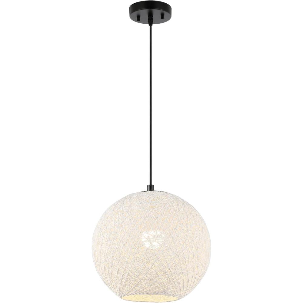 imageJONATHAN Y JYL1135A Lacey 16quot 1Light Bohemian Minimalist IronRope Woven Globe LED Pendant Shabby ChicContemporary Modern Designer Casual Office Living Room Dining Room Bedroom WhiteBlack12