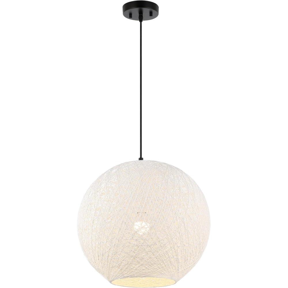 imageJONATHAN Y JYL1135A Lacey 16quot 1Light Bohemian Minimalist IronRope Woven Globe LED Pendant Shabby ChicContemporary Modern Designer Casual Office Living Room Dining Room Bedroom WhiteBlack195
