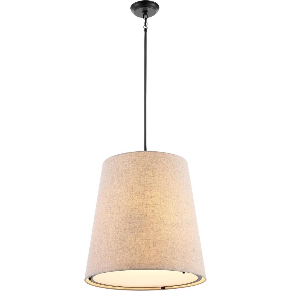 imageJONATHAN Y JYL1314A Arden 18quot 1Light Farmhouse Bohemian Iron LED Pendant Rustic Modern Adjustable Dining Room Living Room Kitchen Island Foyer Bedroom Hallway Oil Rubbed BronzeBeige