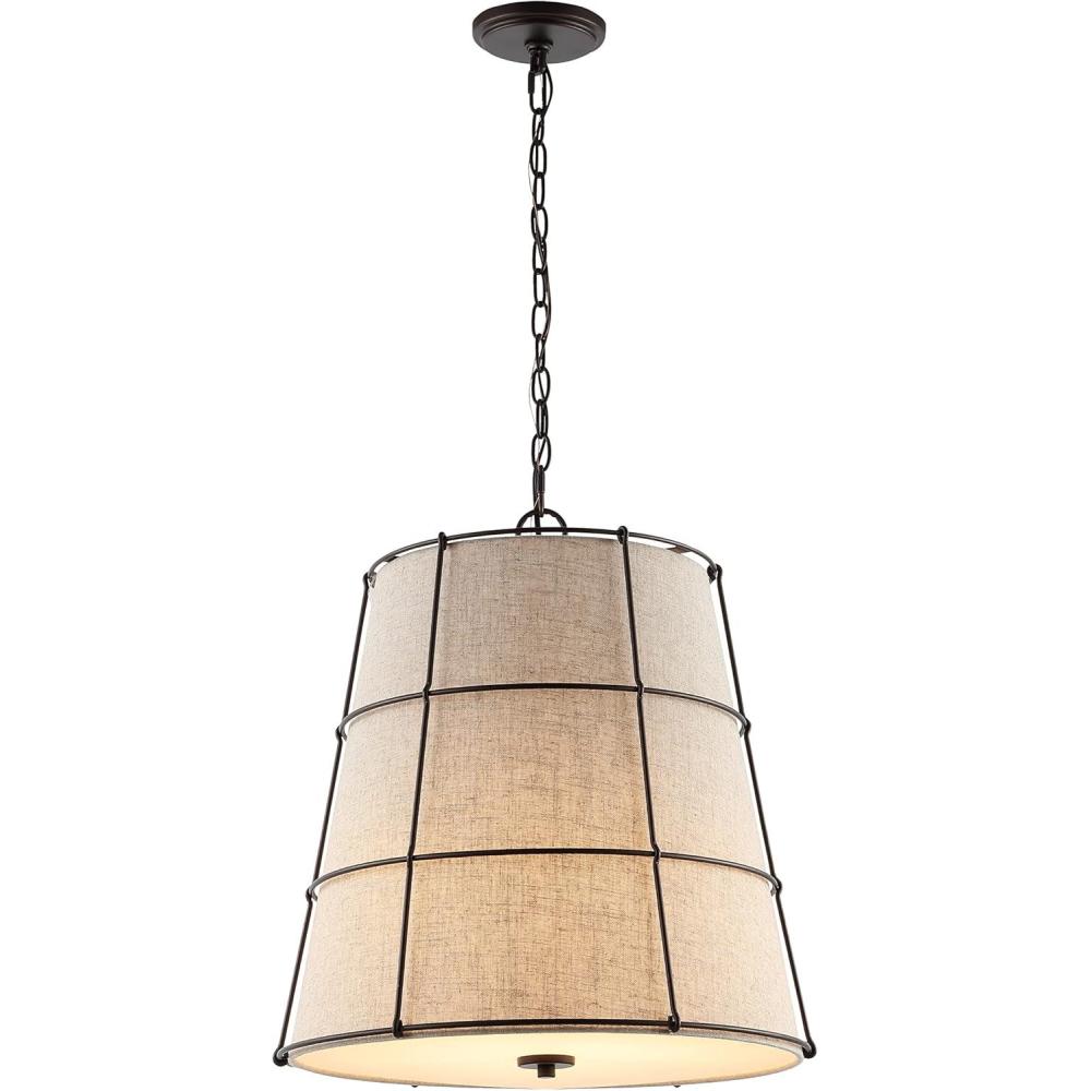 imageJONATHAN Y JYL1318A Silas 19quot 3Light Rustic Farmhouse Iron LED Pendant Industrial Modern Adjustable Dining Room Living Room Kitchen Island Foyer Bedroom Hallway Oil Rubbed Bronze