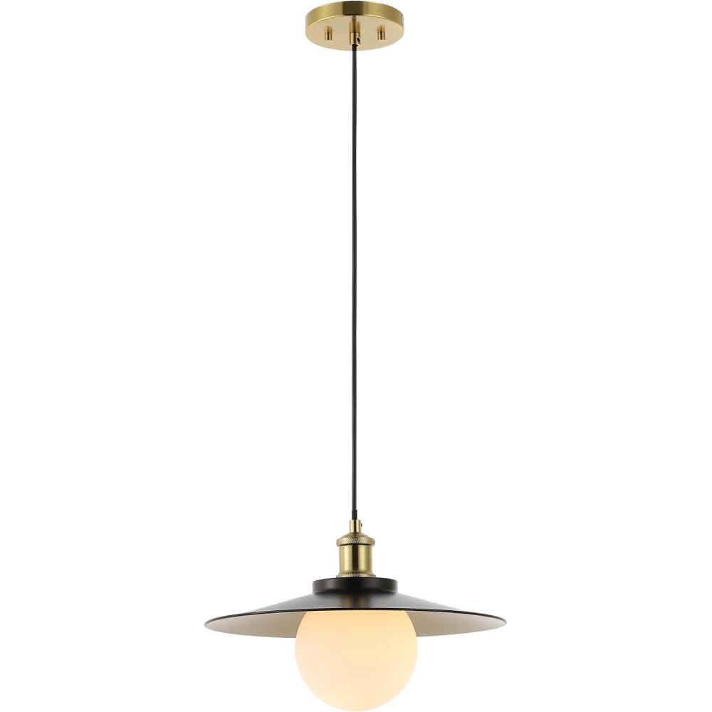 imageJONATHAN Y JYL1328A Hadley 145quot 1Light Scandinavian Farmhouse IronFrosted Glass LED Pendant Oil Rubbed BronzeBrass Gold for Kitchen Island Dining Table or Office
