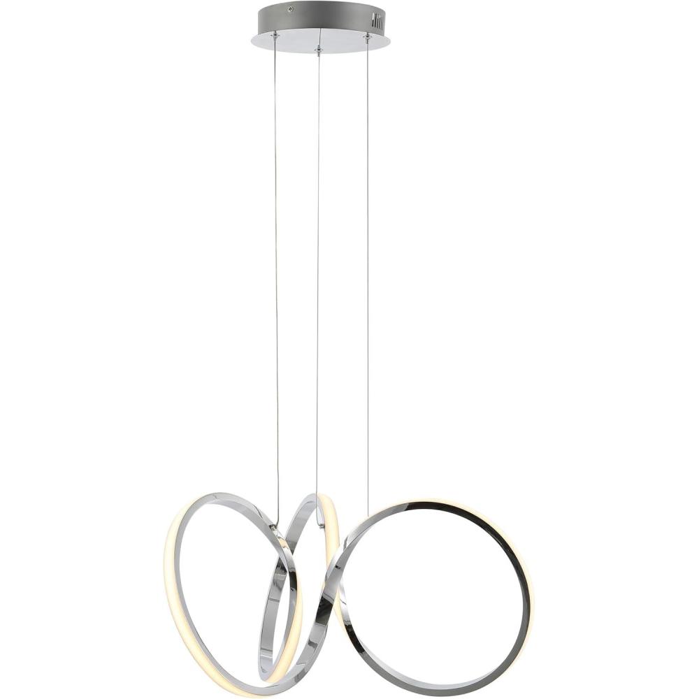 imageJONATHAN Y JYL1702A Helix 24quot 1Light Contemporary Minimalist Aluminum Ribbon Integrated LED Pendant ChromeSilver for Dining Table Kitchen Island Desk Bedroom Living Room