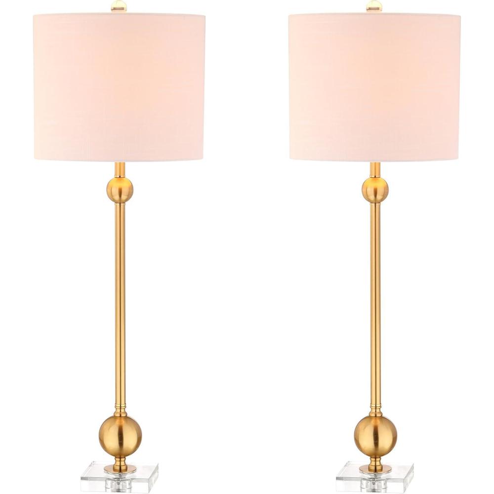 imageJONATHAN Y JYL2010ASET2 Set of 2 Table Lamps Hollis 34quot Metal LED Table Lamp Modern Contemporary Glam Bedside Desk Nightstand Lamp for Bedroom Living Room Office College Bookcase Brass