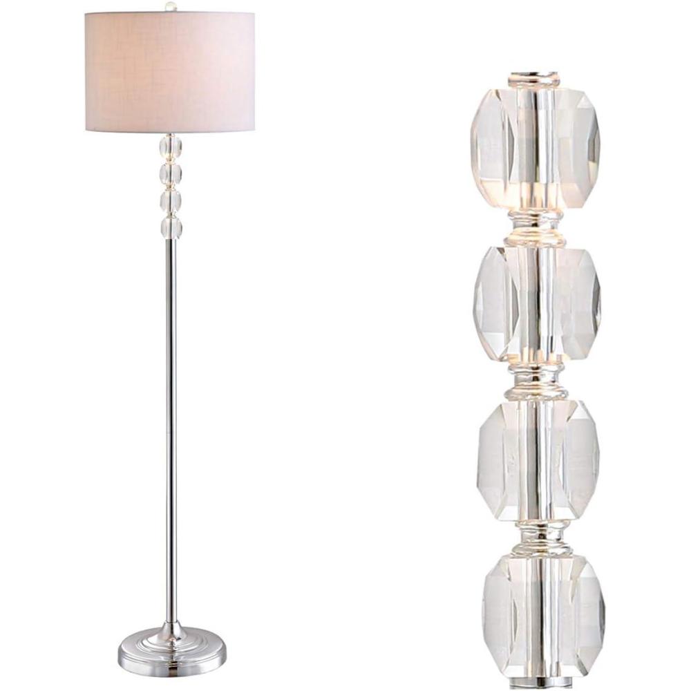 imageJONATHAN Y JYL2028A Aubrey 595quot CrystalMetal LED Floor Lamp ContemporaryGlamTransitional for Bedrooms Living Room Office Reading ClearChrome