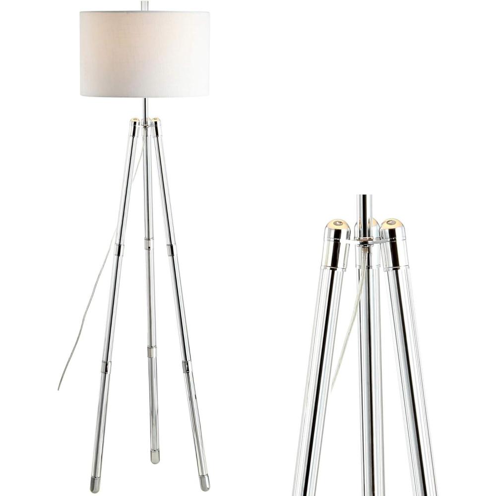 imageJONATHAN Y JYL2081A Arliss 60quot Surveyors Tripod MetalCrystal LED Floor Lamp ContemporaryGlamModernTransitional for Bedrooms Living Room Office Reading Chrome