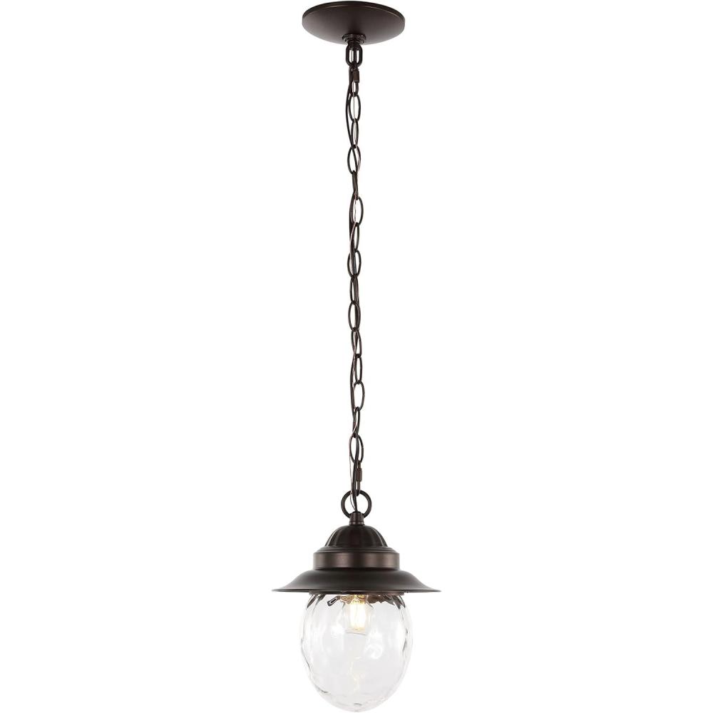 imageJONATHAN Y JYL2401A Manteo 825quot 1Light Farmhouse Industrial IronGlass Outdoor LED Pendant Rustic Vintage Bedroom Living Room Oil Rubbed BronzeClear