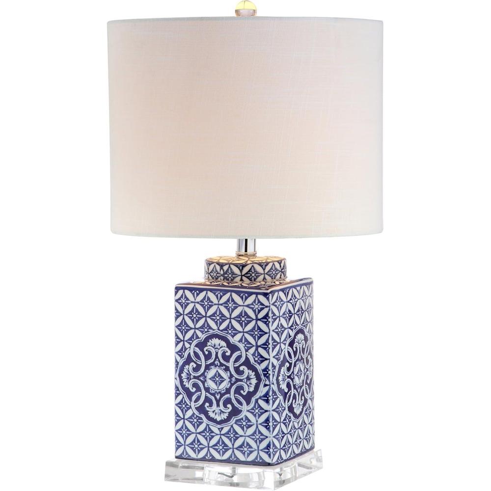 imageJONATHAN Y JYL3006A Choi 23quot Chinoiserie LED Table Lamp Traditional Bedside Desk Nightstand Lamp for Bedroom Living Room Office College Bookcase LED Bulb Included BlueWhite