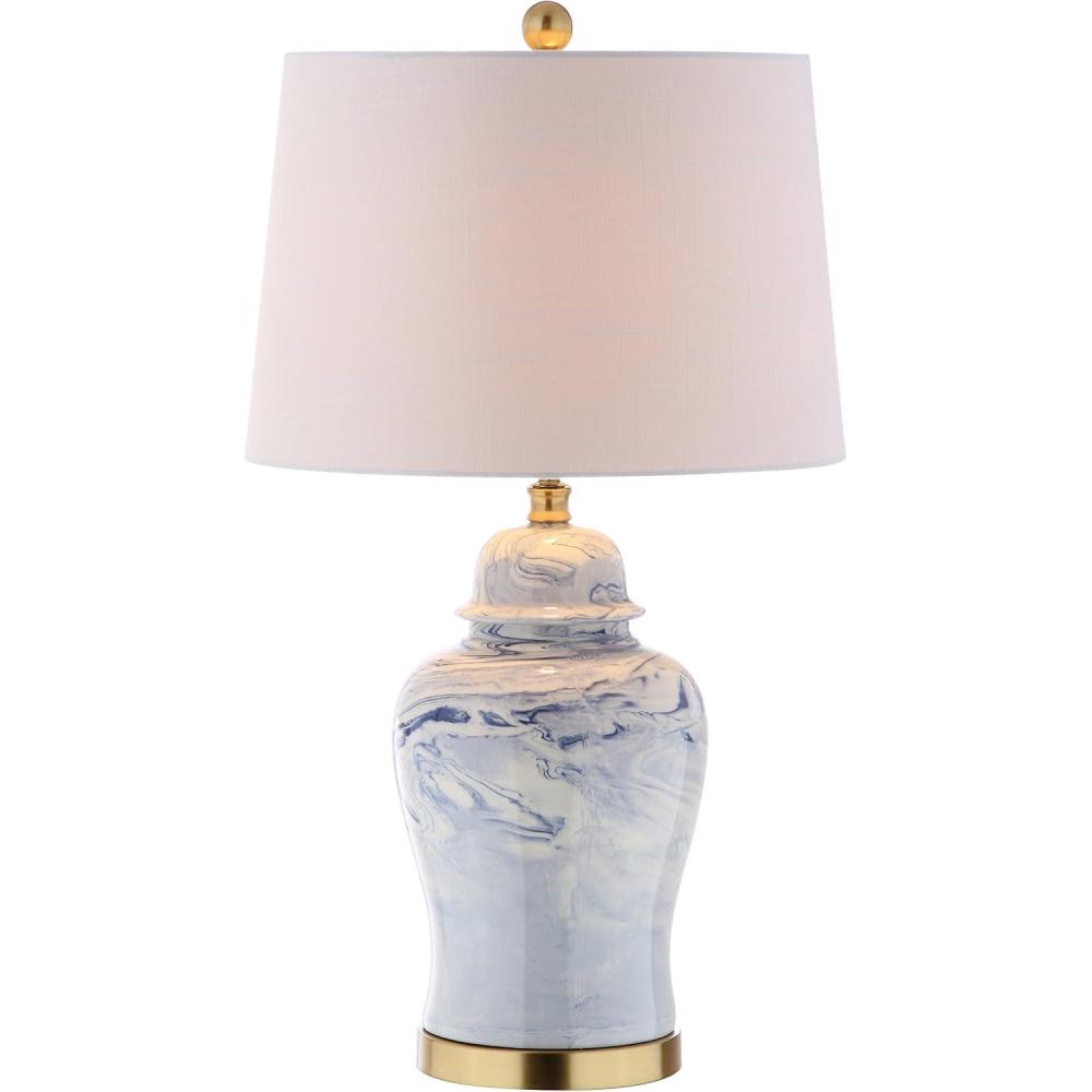 imageJONATHAN Y JYL3010A Wallace 26quot Ceramic LED Table Lamp Traditional Transitional Bedside Desk Nightstand Lamp for Bedroom Living Room Office College Bookcase LED Bulb Included BlueWhite