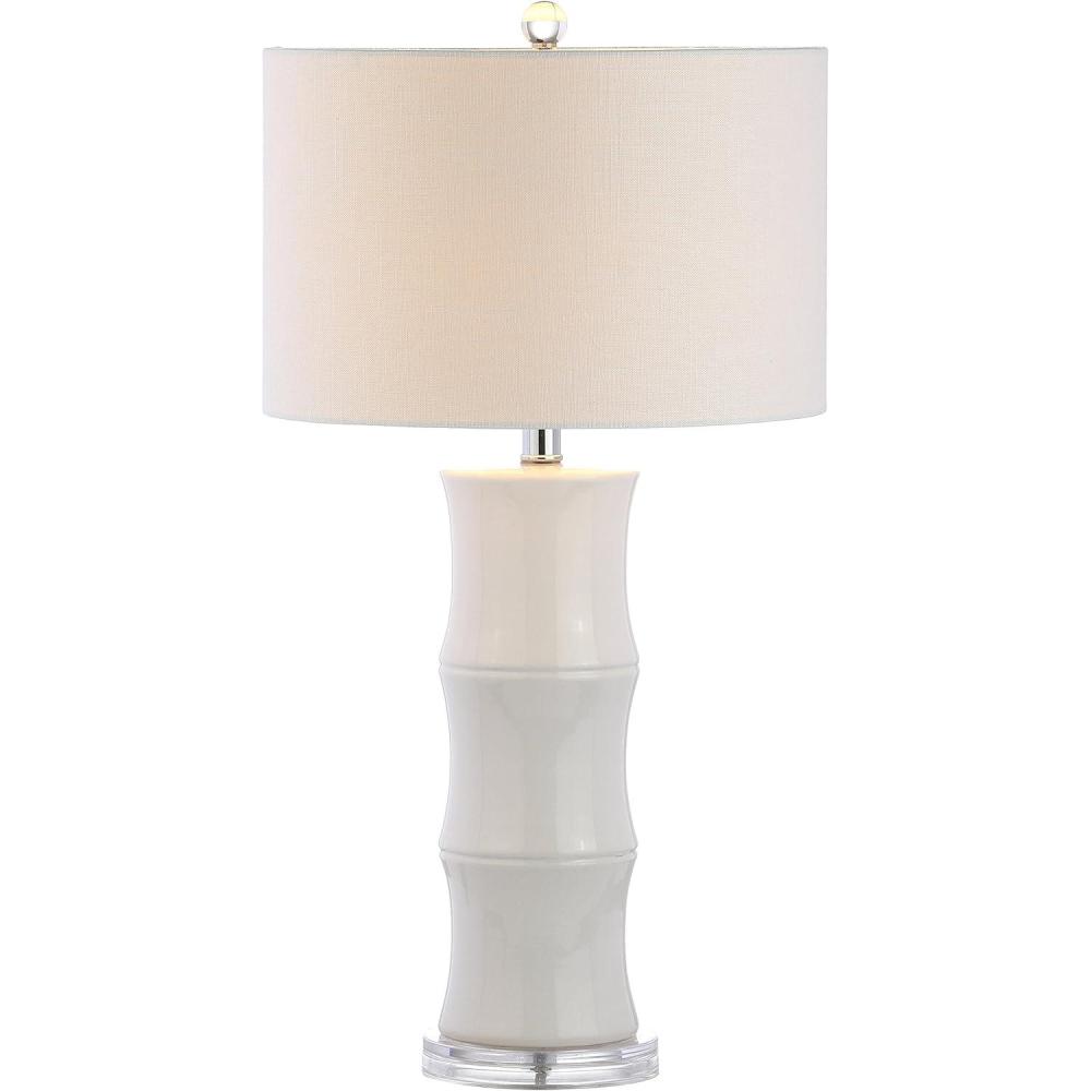 imageJONATHAN Y JYL3015C Tiki 265quot Ceramic LED Table Lamp Contemporary Traditional Bedside Desk Nightstand Lamp for Bedroom Living Room Office College Bookcase LED Bulb Included WhiteWhite