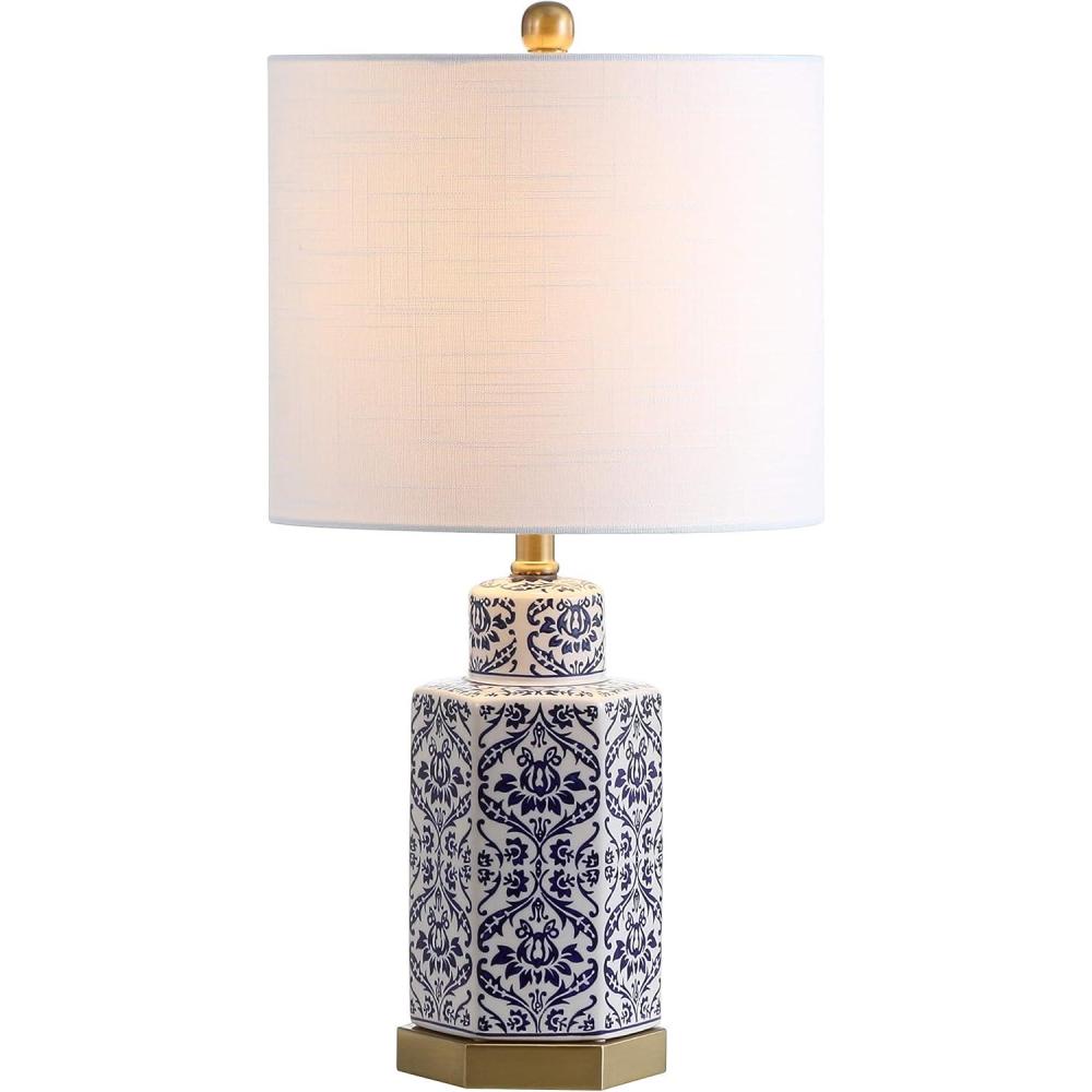 imageJONATHAN Y JYL3050A Diana 235quot Ginger Jar CeramicMetal LED Table Lamp Classic Traditional Bedside Desk Nightstand Lamp for Bedroom Living Room Office College Bookcase LED Bulb Included BlueWhite