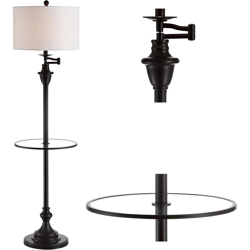 imageJONATHAN Y JYL3055C Cora 60quot MetalGlass LED Side Table and Floor Lamp ContemporaryTransitional for Bedrooms Living Room Office Reading Oil Rubbed Bronze OilRubbed BronzeOilRubbed Bronze