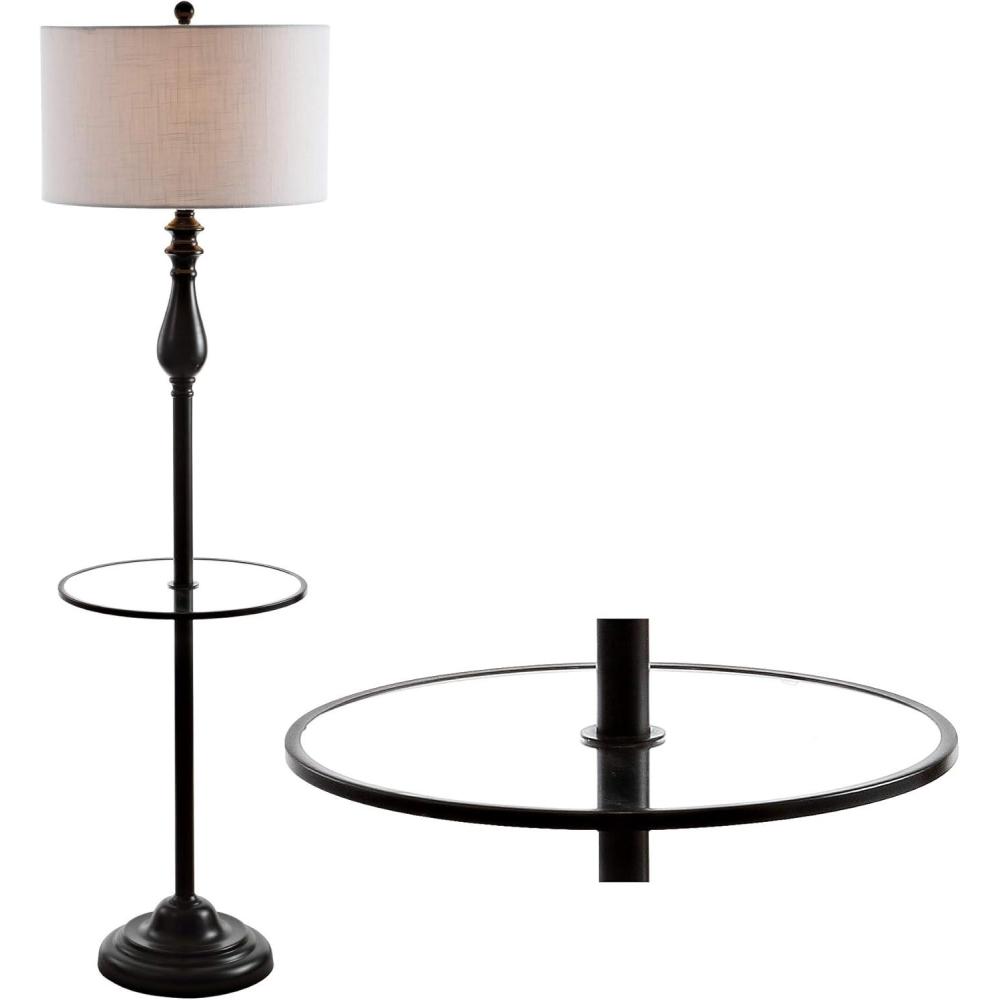 imageJONATHAN Y JYL3057A Laine 60quot MetalGlass LED Side Table and Floor Lamp TraditionalTransitional for Bedrooms Living Room Office Reading OilRubbedBronze