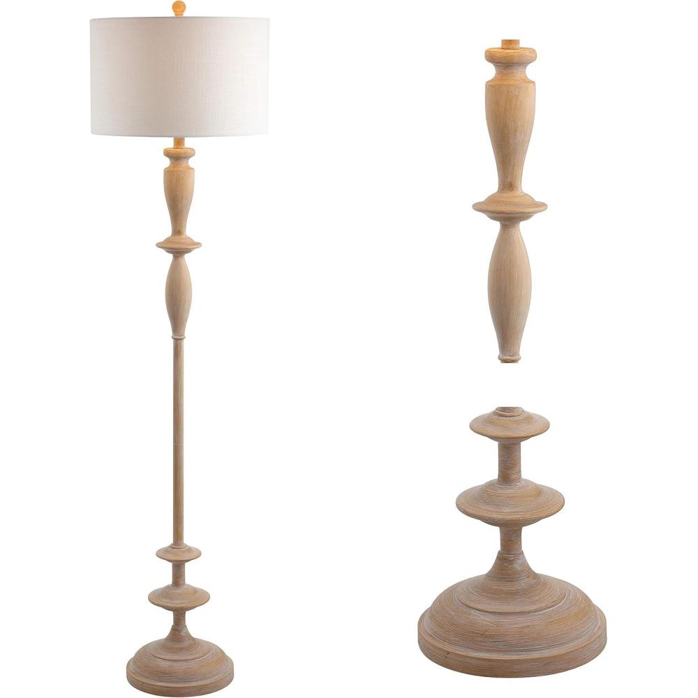 imageJONATHAN Y JYL3061A Aldrin 635quot Resin LED Floor Lamp Traditional Transitional Office Living Room Family Room Dining Room Bedroom Hallway Foyer Brown Wood Finish