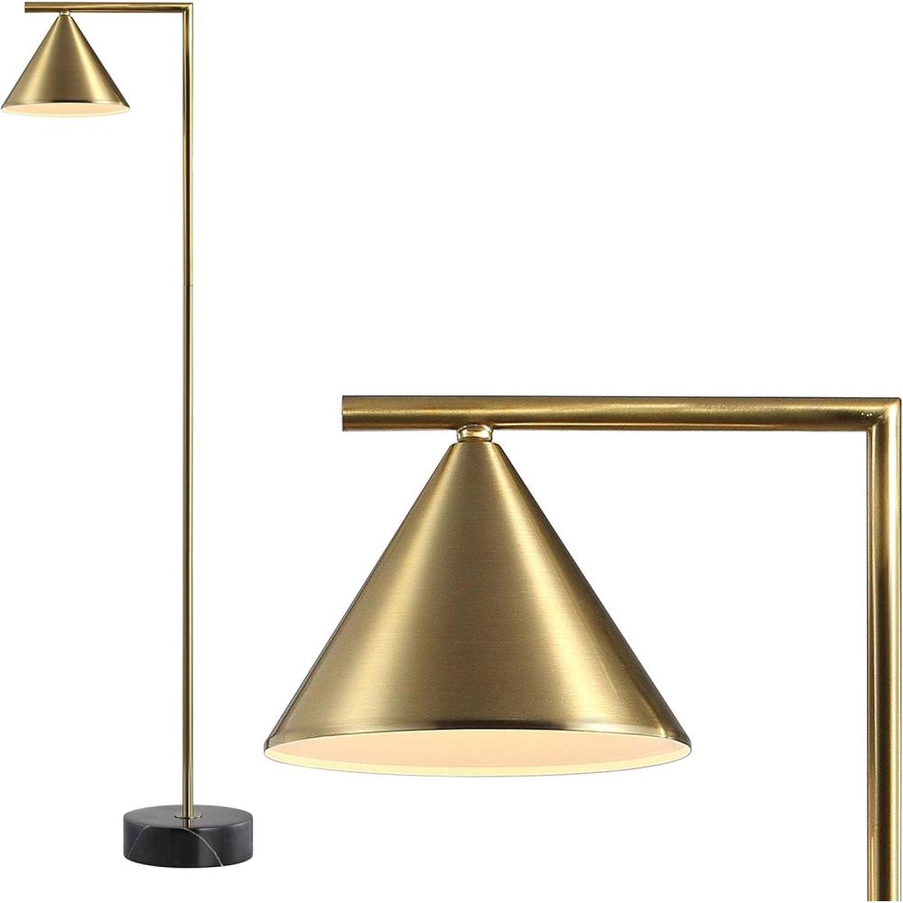 imageJONATHAN Y JYL3062A Chelsea 60quot MetalMarble Cone Shade LED Floor Lamp ModernContemporaryTransitional for Bedrooms Living Room Office Reading BrassBlack
