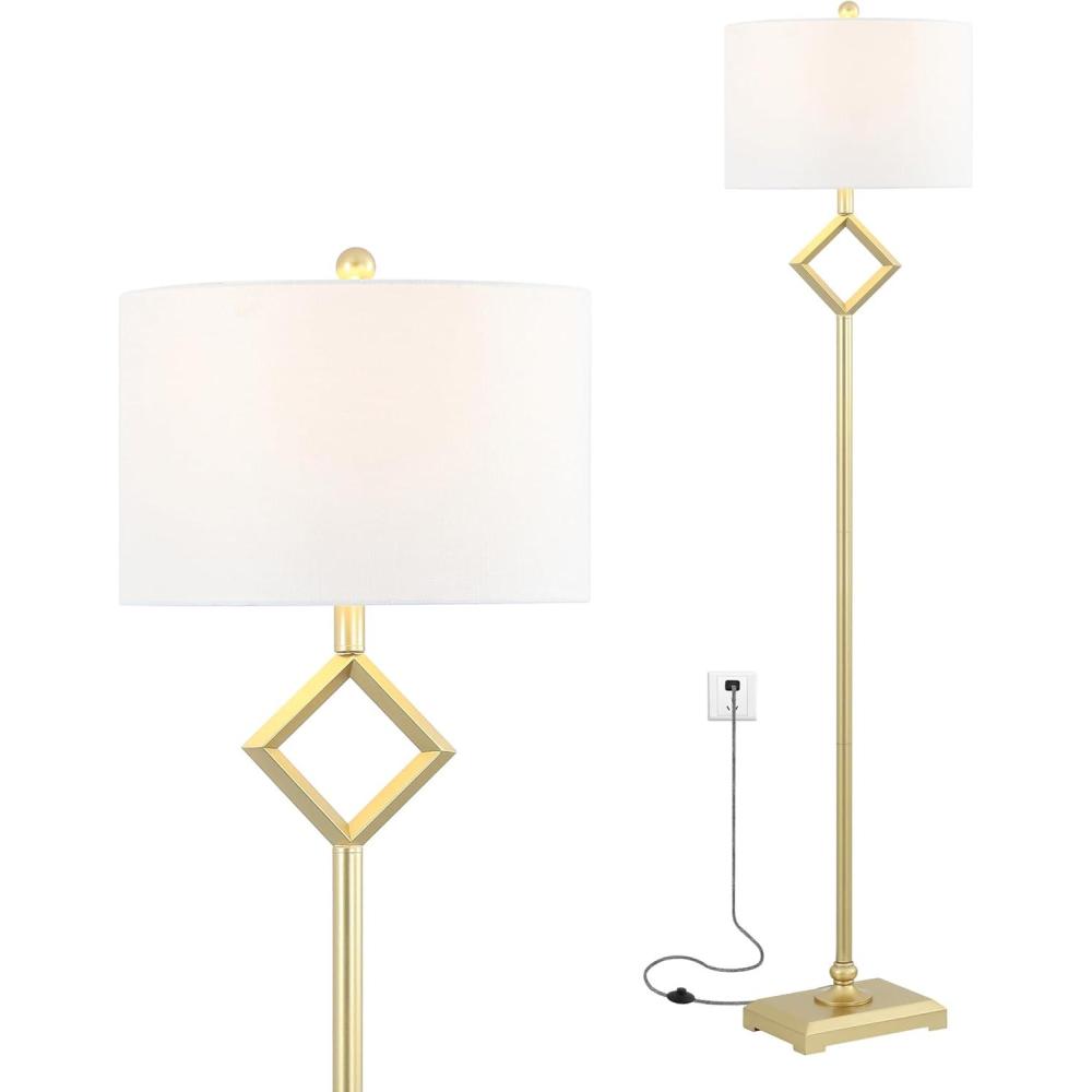 imageJONATHAN Y JYL3064A Juno 625quot Metal LED Floor Lamp Contemporary Modern Transitional Office Living Room Family Room Dining Room Bedroom Hallway Foyer Gold Leaf