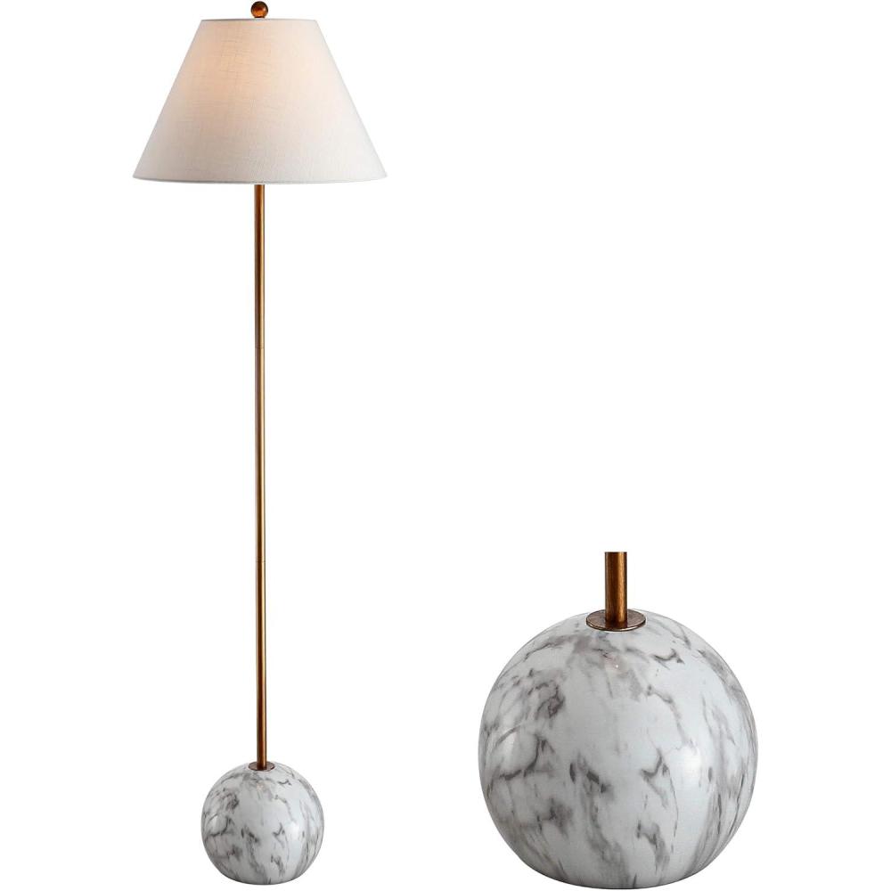 imageJONATHAN Y JYL3066A Miami 635quot Minimalist ResinMetal LED Floor Lamp ModernContemporary for Bedrooms Living Room Office Reading GoldWhiteGoldWhite