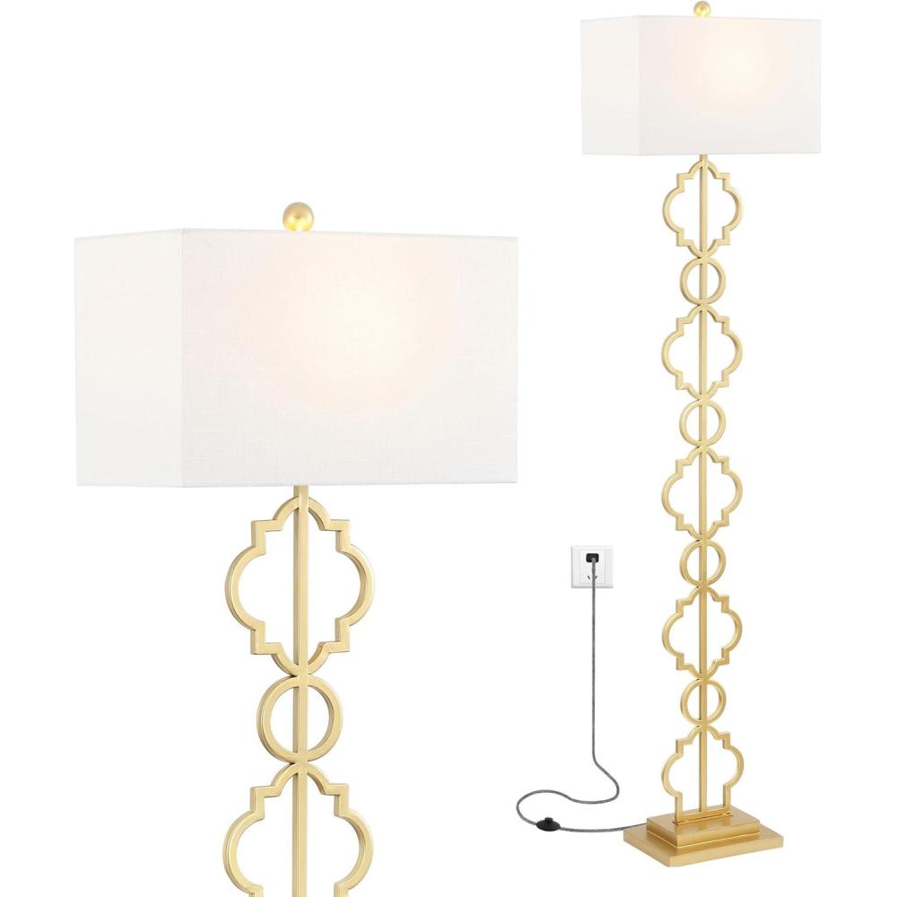 imageJONATHAN Y JYL3073A Selina 645quot Iron Ogee Trellis Modern LED Floor Lamp BohemianContemporaryDesignerGlamTransitional for Bedrooms Living Room Office Reading Gold