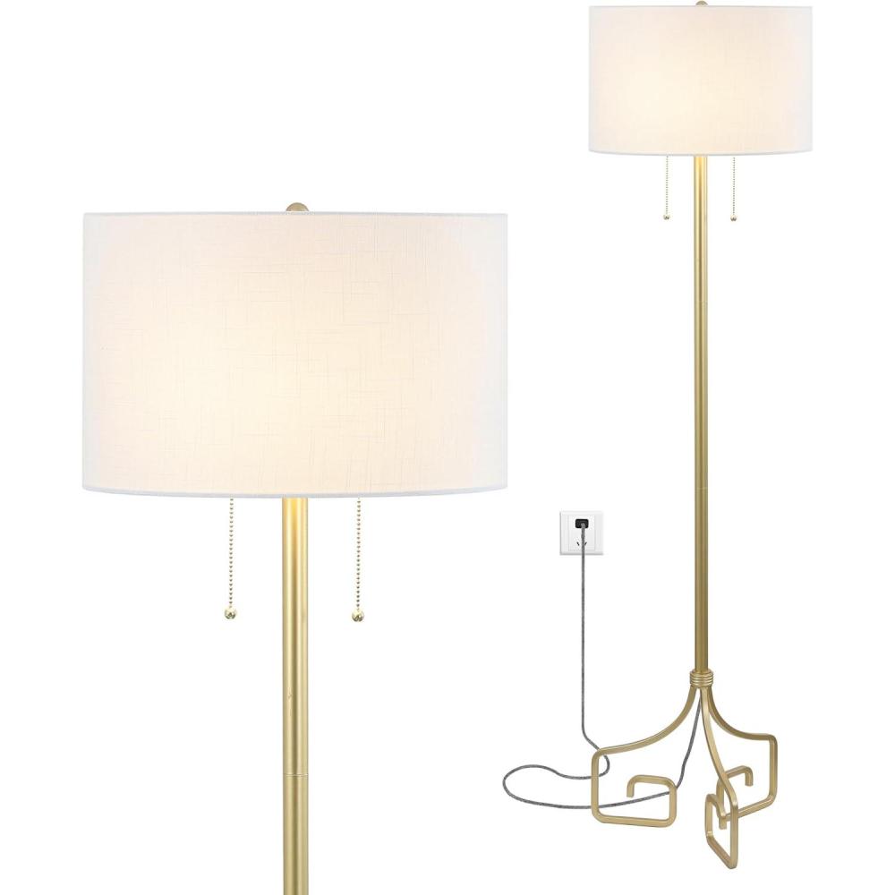 imageJONATHAN Y JYL3076A Newman 615quot Metal LED Floor Lamp Glam Transitional Traditional Modern Office Living Room Family Room Dining Room Kitchen Bedroom Hallway Foyer Gold