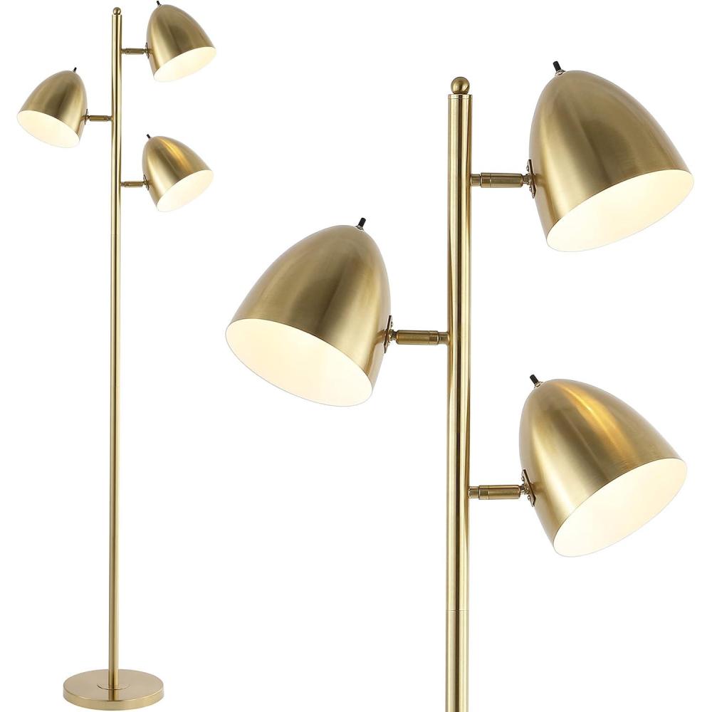 imageJONATHAN Y JYL3086A Billy 665quot 3Light Modern Contemporary Iron LED Floor Lamp Midcentury Bohemian Standing Reading Lamp for Bedroom Living Room Office LED Bulbs Included Brass Gold