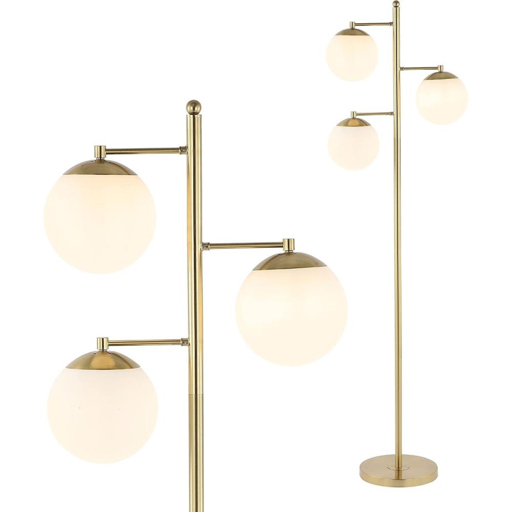 imageJONATHAN Y JYL3087A Ellie 66quot 3Light Modern Vintage Iron LED Floor Lamp Contemporary Minimalist Standing Reading Lamp for Bedroom Living Room LED Bulbs Included Brass GoldWhite