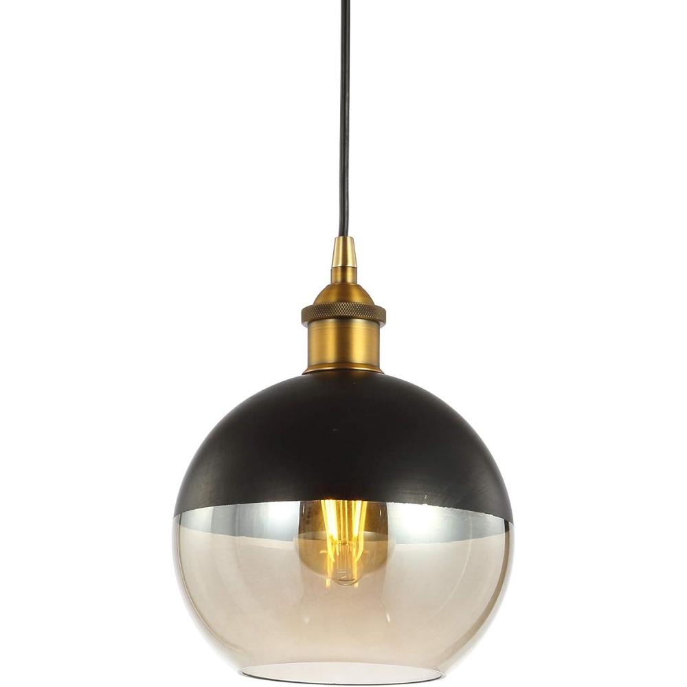 imageJONATHAN Y JYL3513A Nixon 75quot Adjustable Drop Globe MetalGlass LED Pendant Contemporary Transitional Dimmable Dining Room Living Room Kitchen Foyer Bedroom Hallway Brass GoldBlackSingle