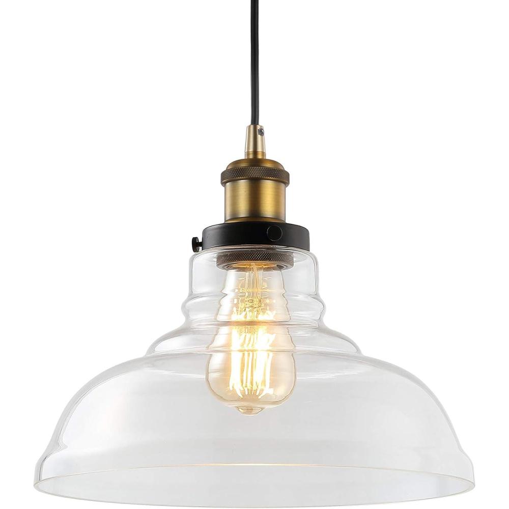 imageJONATHAN Y JYL3522A Litchfield 11quot Farmhouse MetalGlass LED Pendant Contemporary Transitional Dimmable Dining Room Living Room Kitchen Foyer Bedroom Hallway Brass Gold