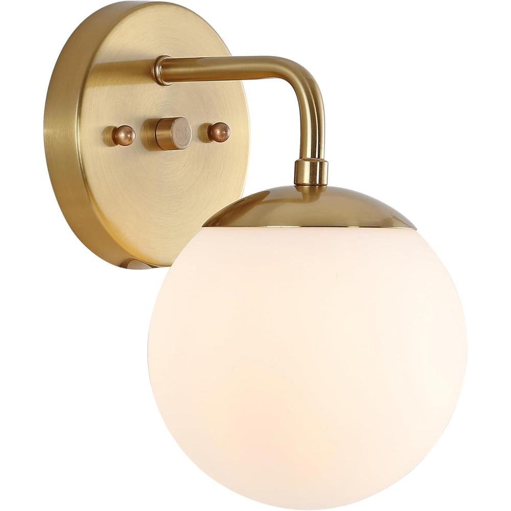imageJONATHAN Y JYL3536A Louis Parisian Globe 25quot 3Light MetalFrosted Glass Modern Contemporary LED Vanity Midcentury Glam 2700K LED 4W Bulbs Entryway Lobby Kitchen Bathroom Bedroom Hallway Brass GoldBrass Gold