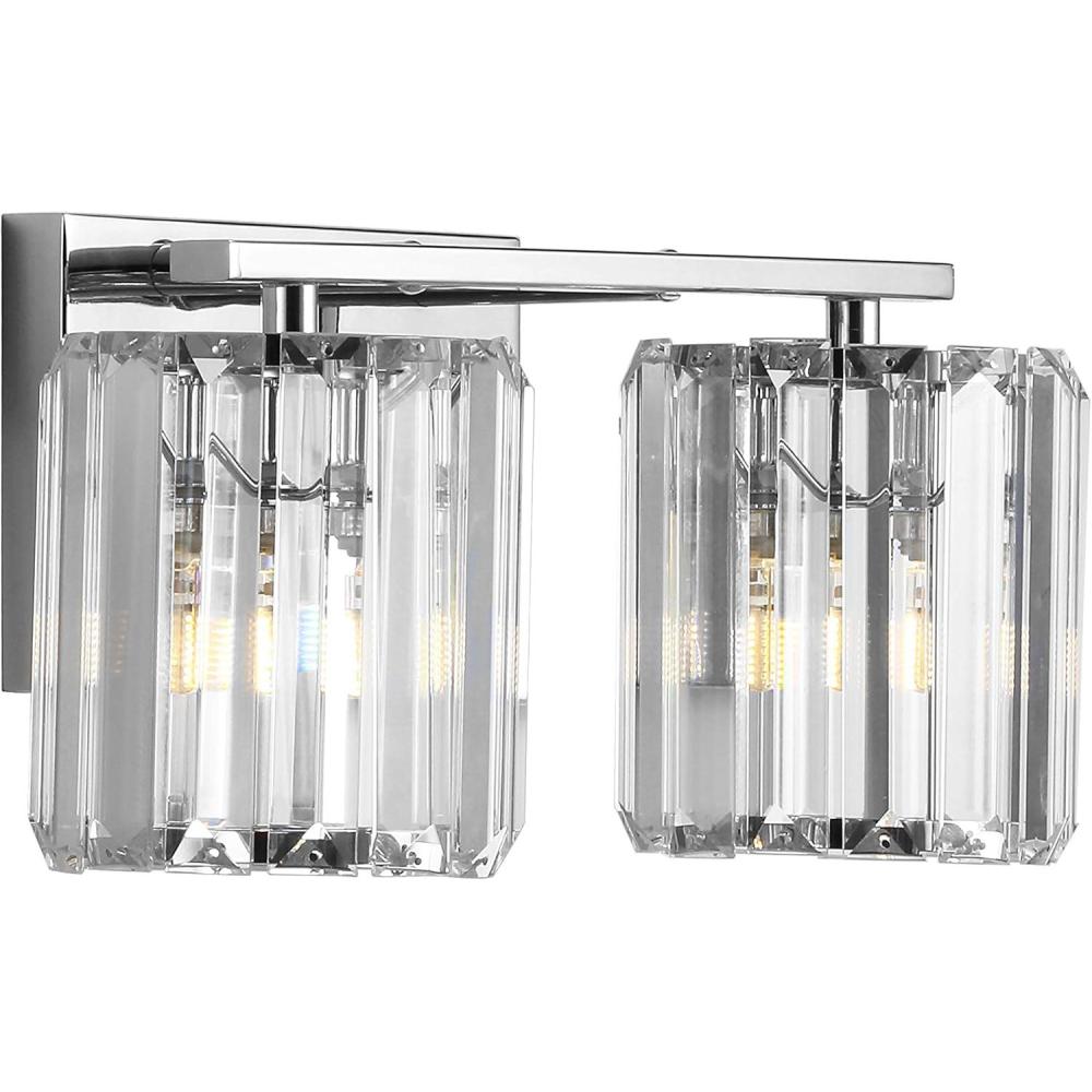 imageJONATHAN Y JYL3553A Coco Prism Vintage 135quot 2Light MetalGlass Classic Glam LED Vanity Light Transitional Traditional 2700K LED 2W Bulbs Included Bathroom Hallway Living Room Bedroom Mirror Chrome2 Bulb