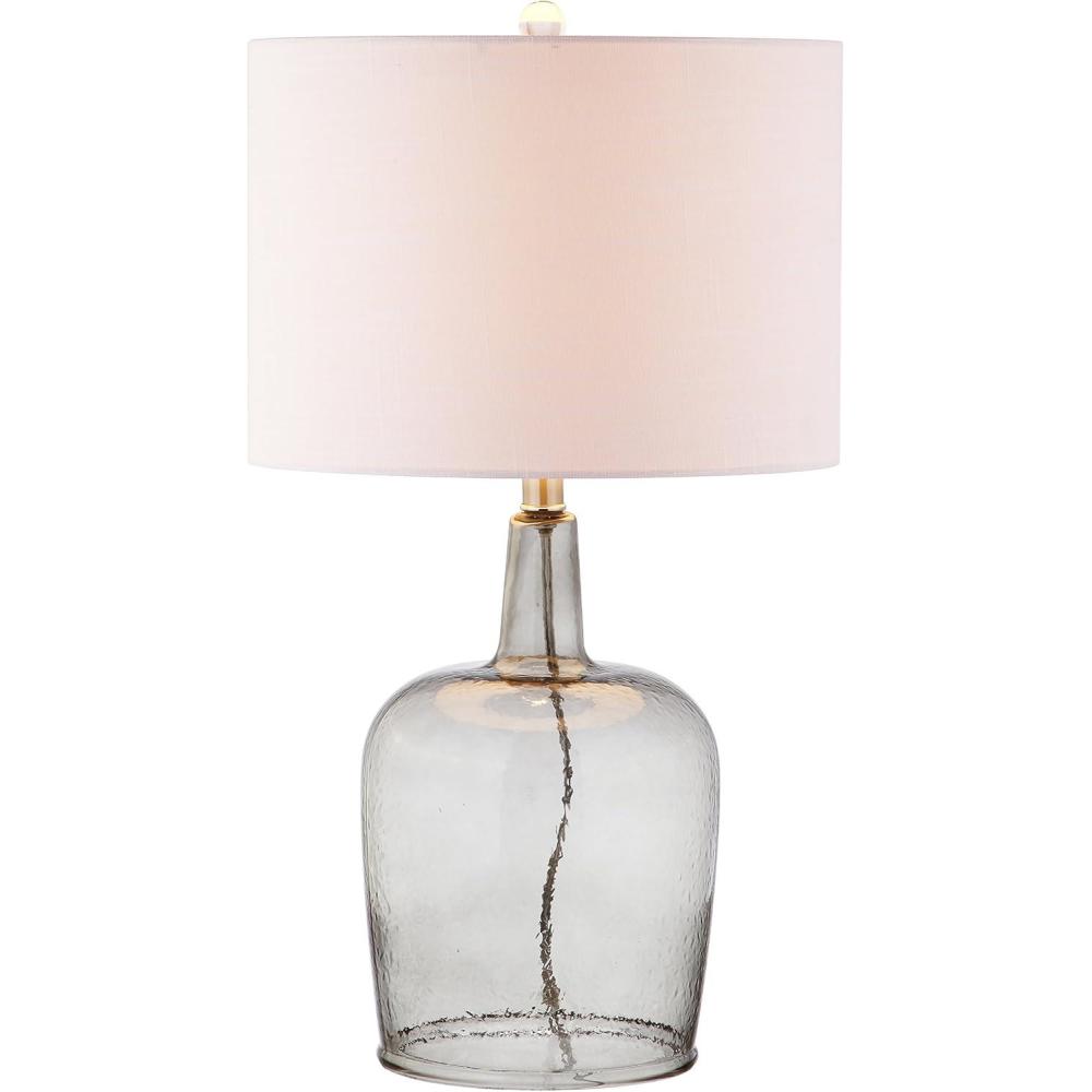 imageJONATHAN Y JYL4003A Augustine 26quot Glass LED Table Lamp Modern Contemporary Bedside Desk Nightstand Lamp for Bedroom Living Room Office College Bookcase LED Bulb Included Smoke Gray