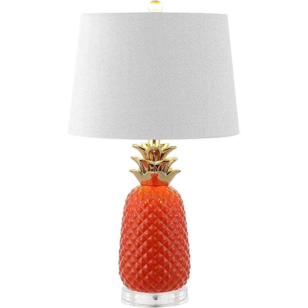 imageJONATHAN Y JYL4019A Pineapple 23quot Ceramic LED Table Lamp Contemporary Transitional Bedside Desk Nightstand Lamp for Bedroom Living Room Office College Bookcase LED Bulb Included NavyGoldOrangeGold