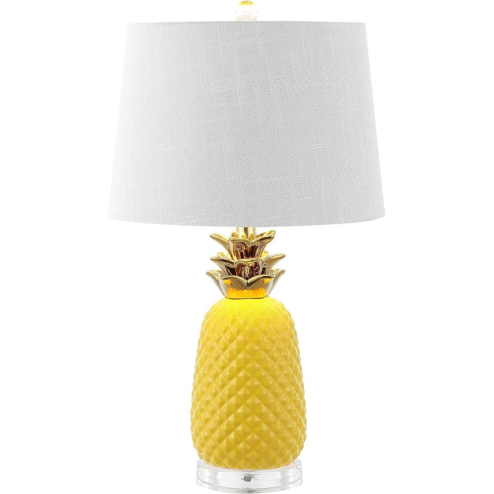 imageJONATHAN Y JYL4019A Pineapple 23quot Ceramic LED Table Lamp Contemporary Transitional Bedside Desk Nightstand Lamp for Bedroom Living Room Office College Bookcase LED Bulb Included NavyGoldYellowGold